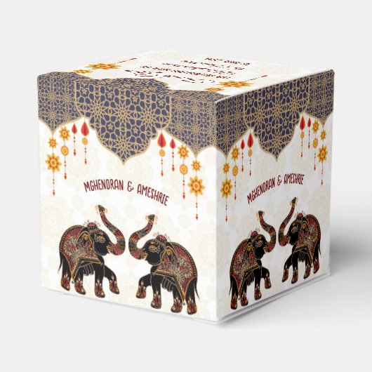 Indiase olifant Indische bruiloft gepersonaliseer Bedankdoosjes (Achterkant)