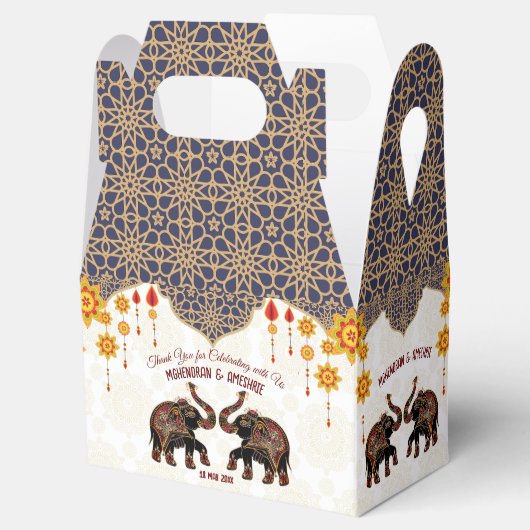 Indiase olifant Indische bruiloft gepersonaliseer Bedankdoosjes (Geopend)