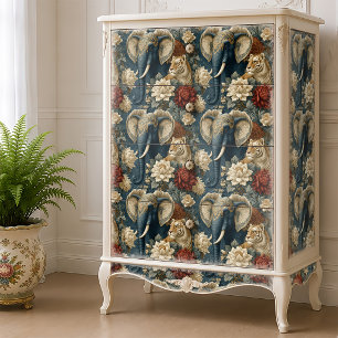 Indiase Olifant met Tijger Vintage Decoupage Tissuepapier