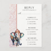 Indiase olifant Multi Event bruiloft RSVP Kaart (Voorkant)