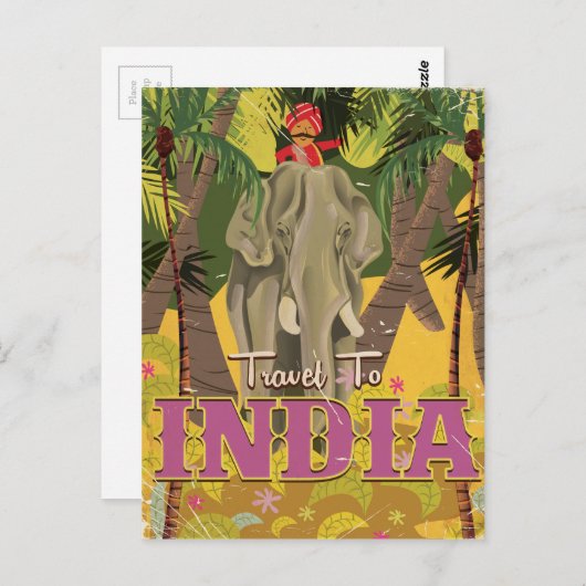 indiase olifant oud poster briefkaart (Voorkant / Achterkant)