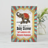 Indiase olifant rood circus jongen Baby shower Kaart (Staand voorkant)
