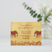 Indiase olifant Rustic Save the Date (Staand voorkant)