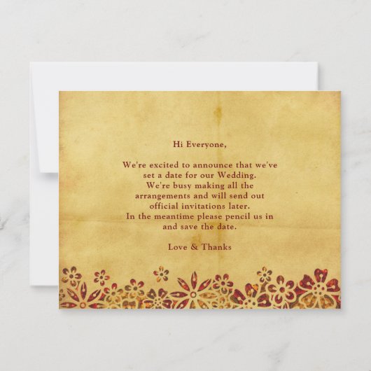  Indiase olifant Rustic Save the Date (Achterkant)