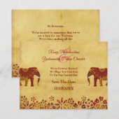 Indiase olifant Rustic Save the Date (Voorkant / Achterkant)