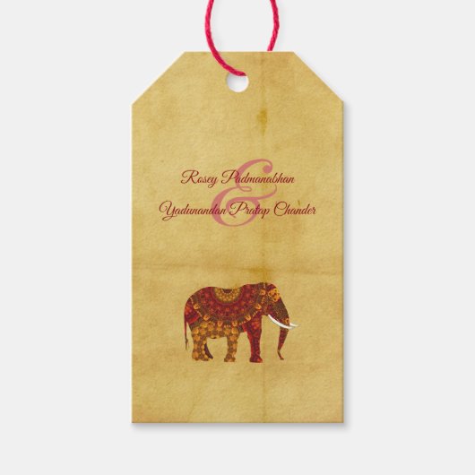 Indiase olifant rustiek Cadeaulabel (Voorkant)