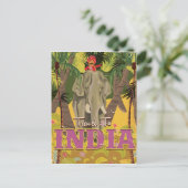 Indiase olifant vintage reisposter briefkaart (Staand voorkant)