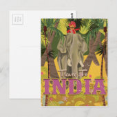 Indiase olifant vintage reisposter briefkaart (Voorkant / Achterkant)