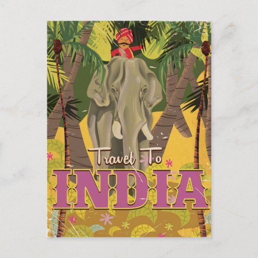 Indiase olifant vintage reisposter briefkaart (Voorkant)