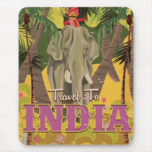 Indiase olifant vintage reisposter muismat (Voorkant)