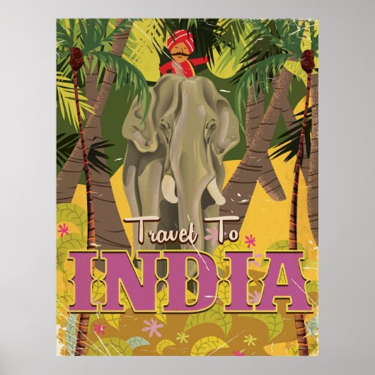 Indiase olifant vintage reisposter poster (Voorkant)