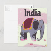 Indiase Olifant vintage reisposterprint. Briefkaart (Voorkant / Achterkant)