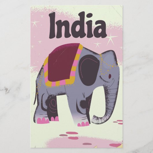 Indiase Olifant vintage reisposterprint. Briefpapier (Voorkant)