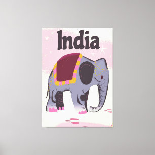 Indiase Olifant vintage reisposterprint. Canvas Afdruk