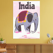 Indiase Olifant vintage reisposterprint. Canvas Afdruk (Insitu (Woonkamer))