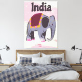 Indiase Olifant vintage reisposterprint. Canvas Afdruk (Insitu (Slaapkamer))