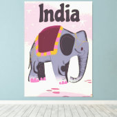 Indiase Olifant vintage reisposterprint. Canvas Afdruk (Insitu (Houten vloer))