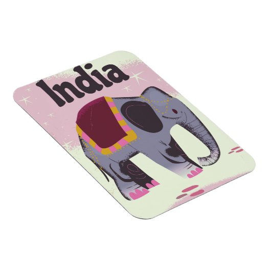 Indiase Olifant vintage reisposterprint. Magneet (Rechterzijde)