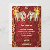 Indiase olifanten bordeauxrode gouden lantaarns Hi Kaart (Voorkant)