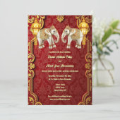 Indiase olifanten bordeauxrode gouden lantaarns Hi Kaart (Staand voorkant)