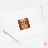 Indiase olifanten rode goud Hindi bloem bruiloft Vierkante Sticker (Envelop)