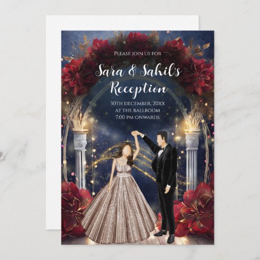 Indiase ontvangstkaarten Sangeet uitnodigingen (Voorkant / Achterkant)