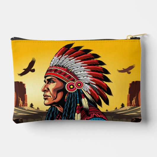 Indiase opperhoofd op wilde landschapszonsondergan etui (Achterkant)