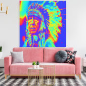 Indiase opperhoofd Pop Art Canvas Afdruk (Insitu (Woonkamer))