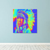 Indiase opperhoofd Pop Art Canvas Afdruk (Insitu (Houten vloer))