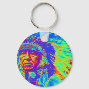 Indiase opperhoofd Pop Art Sleutelhanger