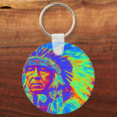 Indiase opperhoofd Pop Art Sleutelhanger (Voorkant)