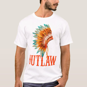 Indiase Outlaw Indiase hoofdtooi Native American C T-shirt