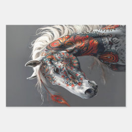 indiase paard, Waterverf paard, exotische vrouw Inpakpapier Vel