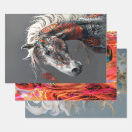 indiase paard, Waterverf paard, exotische vrouw Inpakpapier Vel
