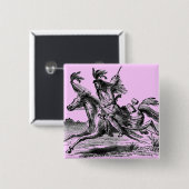 Indiase paardrijknop vierkante button 5,1 cm (Voorkant /achterkant)