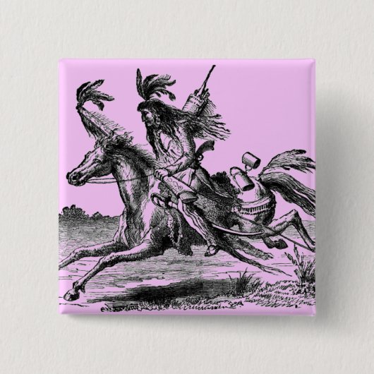 Indiase paardrijknop vierkante button 5,1 cm (Voorkant)