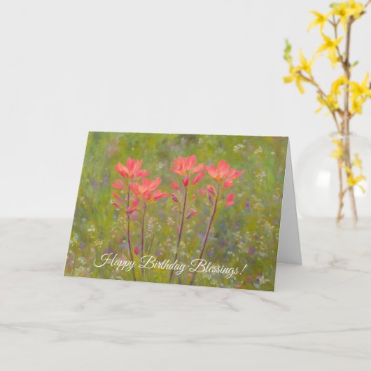 Indiase Paintbrush Wildflowers Faith Verjaardag Ka Kaart (Gele Bloem)