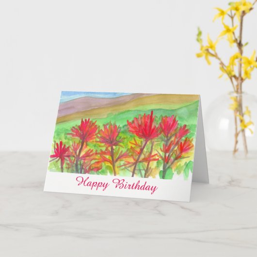 Indiase Paintbrush Wildflowers Happy Birthday Kaart (Gele Bloem)