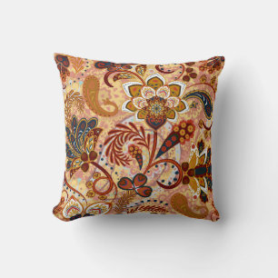 Indiase Paisley: Bloemen bruin Kussen