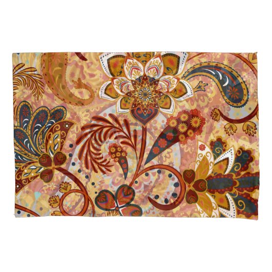 Indiase Paisley: Bloemen bruin Kussensloop (Voorkant)