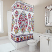 Indiase paisley bloemenmedaillon, etnisch medaillo douchegordijn (In situ)