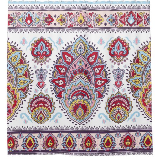 Indiase paisley bloemenmedaillon, etnisch medaillo douchegordijn (Voorkant)