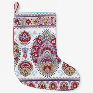 Indiase paisley bloemenmedaillon, etnisch medaillo kleine kerstsok