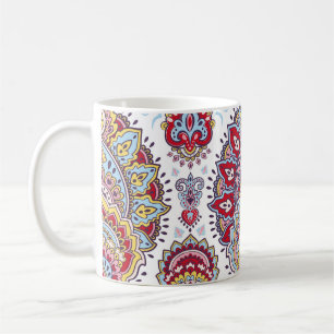 Indiase paisley bloemenmedaillon, etnisch medaillo koffiemok