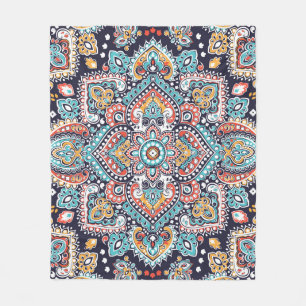 Indiase Paisley: Etnisch Mandalapatroon Fleece Deken