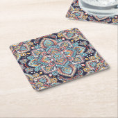 Indiase Paisley: Etnisch Mandalapatroon Kartonnen Onderzetters (Schuin)