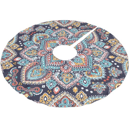 Indiase Paisley: Etnisch Mandalapatroon Kerstboom Rok (Gekanteld)