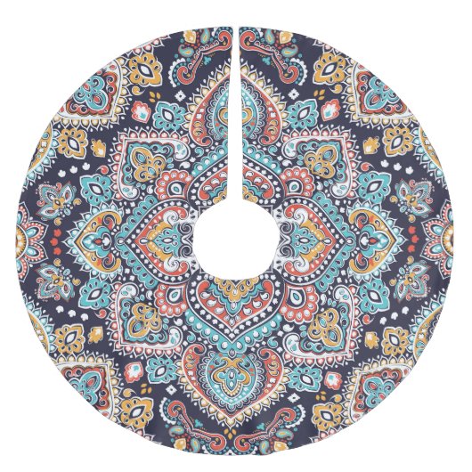Indiase Paisley: Etnisch Mandalapatroon Kerstboom Rok (Voorkant)