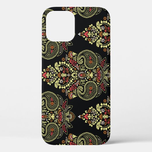 Indiase paisley, geometrische zwarte achtergrond Case-Mate iPhone case (Achterkant)
