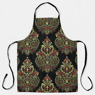 Indiase paisley, geometrische zwarte achtergrond schort